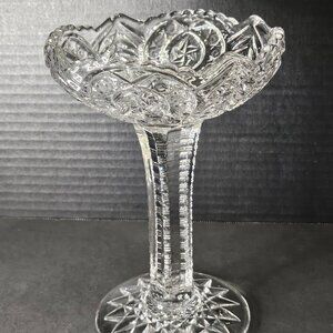 Stunning EAPG 1850-1910 Early American Pattern Glass Pedestal Compote 8" Tall